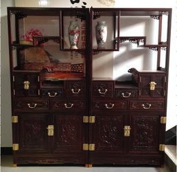 鈺品紅木家具 精選闊葉黃檀象頭博古架，盡顯東方雅韻